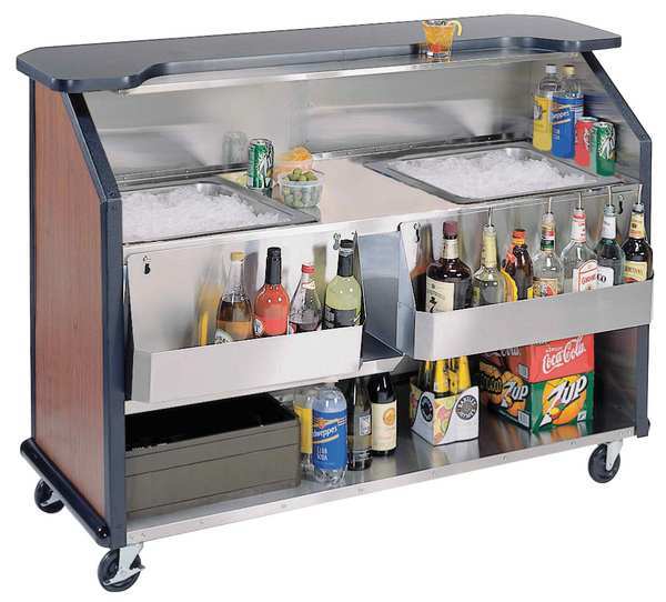Portable Bar with Black Laminate Finish, Stainless Steel