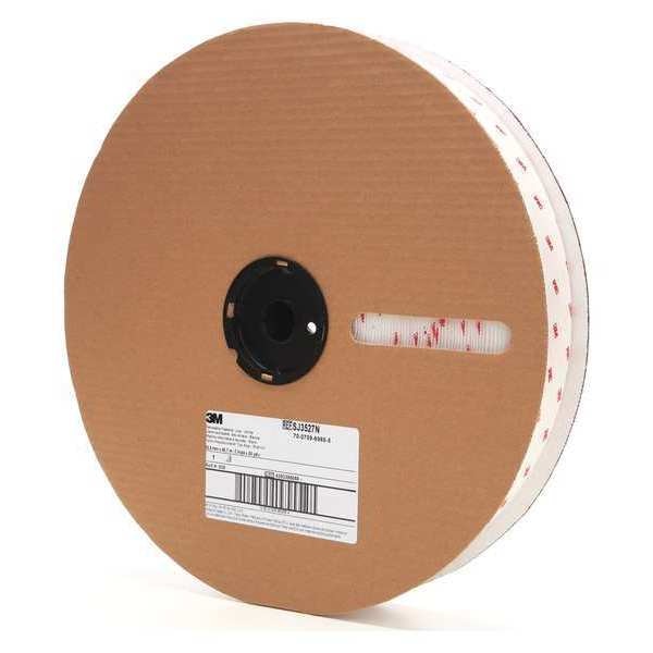 Reclosable Fastener, Rubber Adhesive, 150 ft, 2 in Wd, White, 2 PK