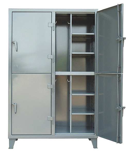 Wardrobe Locker, 50 in W, 24 in D, 78 in H, (2) Tier, (2) Wide, Dark Gray