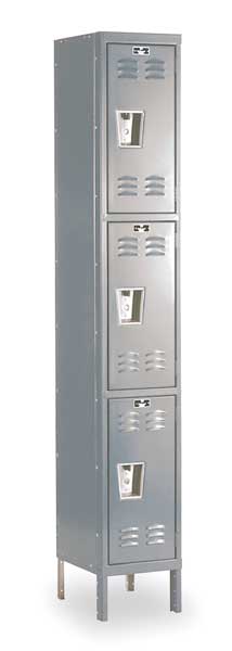 Wardrobe Locker, 12 in W, 15 in D, 78 in H, (1) Wide, (3) Openings, Dark Gray