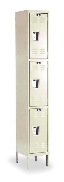 Wardrobe Locker, 12 in W, 18 in D, 78 in H, (1) Wide, (3) Openings, Tan