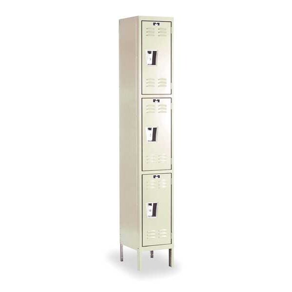 Wardrobe Locker, 12 in W, 18 in D, 78 in H, (1) Wide, (3) Openings, Tan