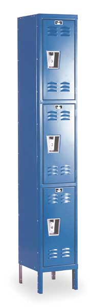 Wardrobe Locker, 12 in W, 12 in D, 78 in H, (1) Wide, (3) Openings, Marine Blue