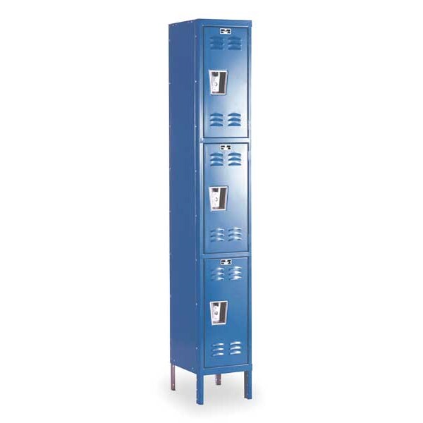 Wardrobe Locker, 12 in W, 15 in D, 78 in H, (1) Wide, (3) Openings, Marine Blue