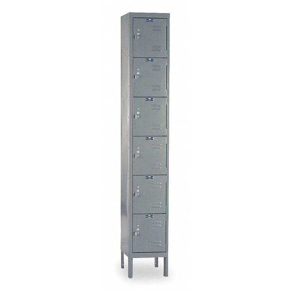 Box Locker, 12 in W, 12 in D, 78 in H, (1) Wide, (6) Openings, Dark Gray