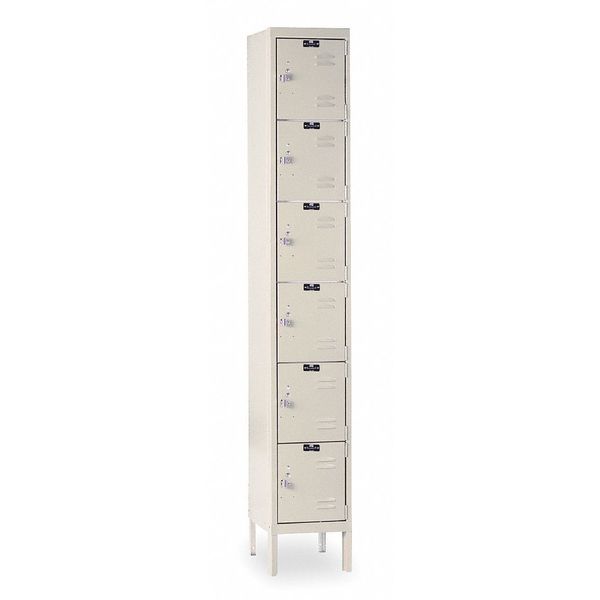 Box Locker, 12 in W, 15 in D, 78 in H, (1) Wide, (6) Openings, Tan