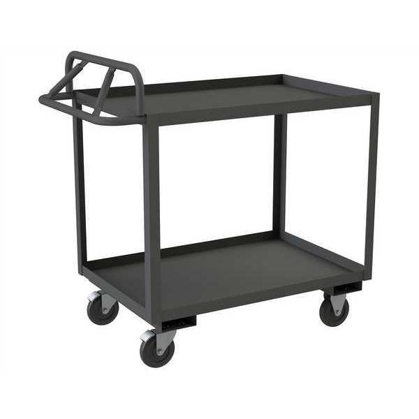Steel Utility Cart with Lipped Metal Shelves, Ergonomic, 2 Shelves, 1,400 lb