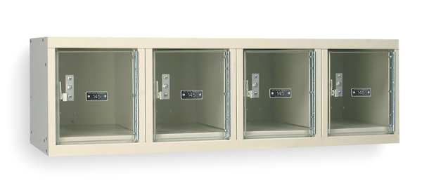 Wall Mount Box Locker, 48 in W, 18 in D, 14 3/4 in H, (1) Tier, (4) Wide, Tan
