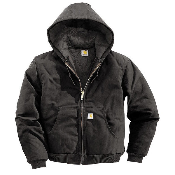 Men's Black Cotton Hooded Duck Jacket size 2XL