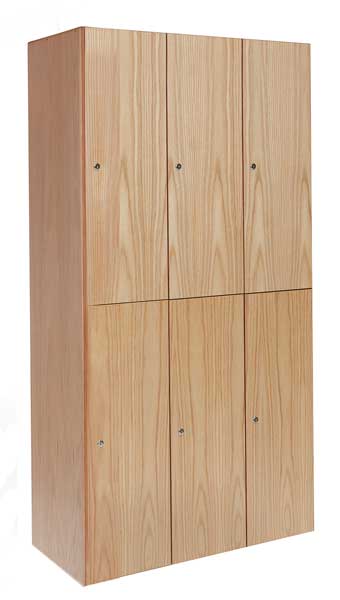 Wardrobe Locker, 36 in W, 18 in D, 72 in H, (2) Tier, (3) Wide, Light Wood
