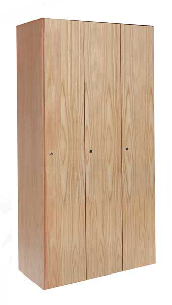 Wardrobe Locker, 45 in W, 18 in D, 72 in H, (1) Tier, (3) Wide, Light Wood