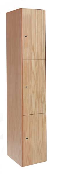 Wardrobe Locker, 15 in W, 18 in D, 72 in H, (1) Wide, (3) Openings, Light Wood