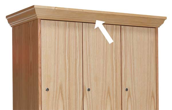 Locker Crown Molding, Wood, W 15 In, H 3 In