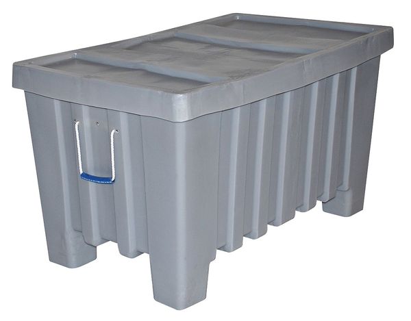 Gray Bulk Container, Plastic, 8.7 cu ft Volume Capacity