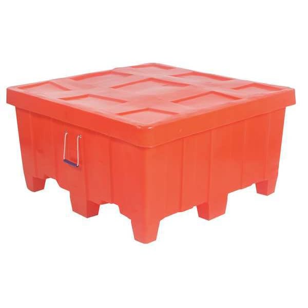 Orange Bulk Container, Plastic, 18 cu ft Volume Capacity