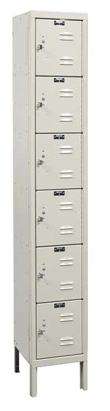 Box Locker, 12 in W, 18 in D, 78 in H, (1) Wide, (6) Openings, Tan