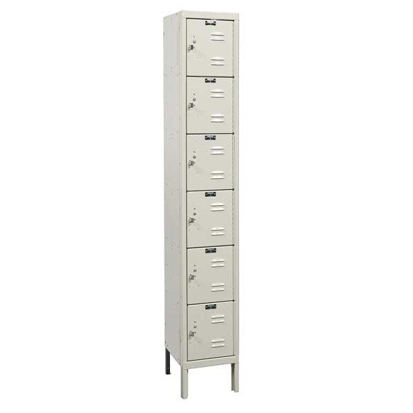 Box Locker, 12 in W, 15 in D, 78 in H, (1) Wide, (6) Openings, Tan