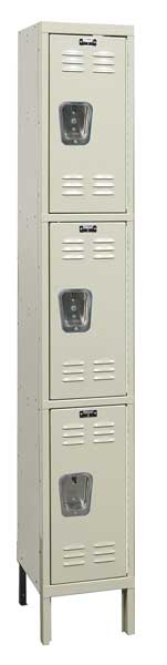 Wardrobe Locker, 12 in W, 18 in D, 78 in H, (1) Wide, (3) Openings, Tan