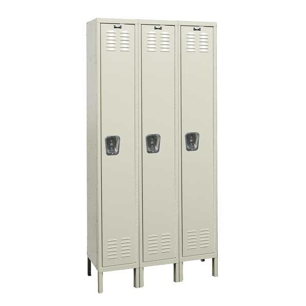 Wardrobe Locker, 36 in W, 12 in D, 78 in H, (1) Tier, (3) Wide, Tan