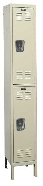 Wardrobe Locker, 12 in W, 15 in D, 78 in H, (1) Wide, (2) Openings, Tan