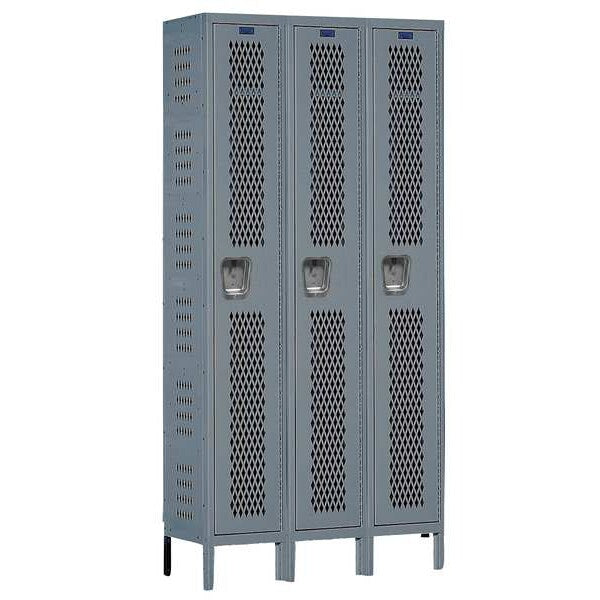Wardrobe Locker, 36 in W, 12 in D, 78 in H, (1) Tier, (3) Wide, Dark Gray