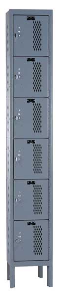 Box Locker, 12 in W, 12 in D, 78 in H, (1) Wide, (6) Openings, Dark Gray