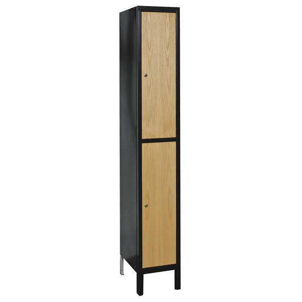 Wardrobe Locker, 15 in W, 18 in D, 78 in H, (1) Wide, (2) Openings, Light Wood/Black