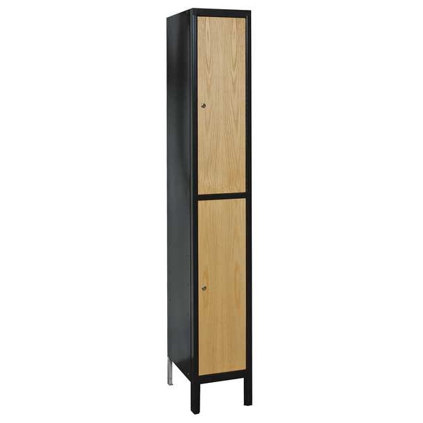 Wardrobe Locker, 15 in W, 18 in D, 78 in H, (1) Wide, (2) Openings, Light Wood/Black