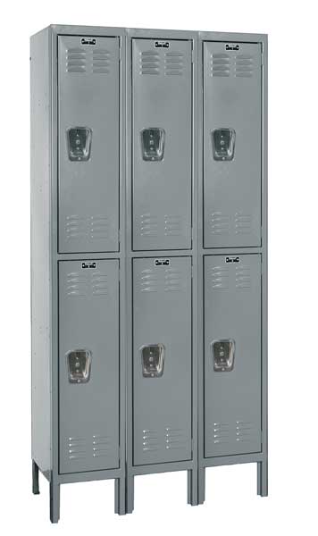 Wardrobe Locker, 36 in W, 12 in D, 66 in H, (2) Tier, (3) Wide, Dark Gray