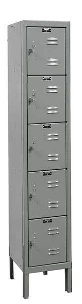 Box Locker, 12 in W, 15 in D, 66 in H, (1) Wide, (5) Openings, Dark Gray