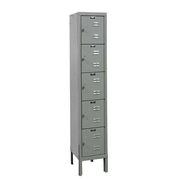Box Locker, 12 in W, 18 in D, 66 in H, (1) Wide, (5) Openings, Dark Gray