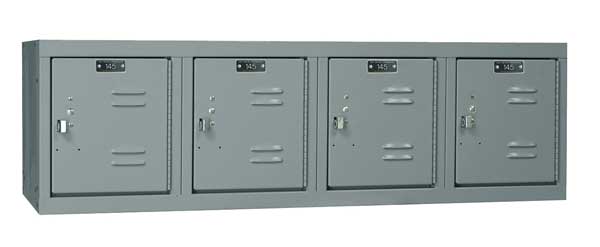 Wall Mount Box Locker, 48 in W, 18 in D, 14 3/4 in H, (1) Tier, (4) Wide, Dark Gray