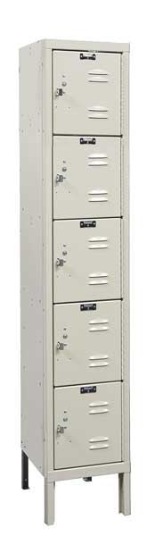 Box Locker, 12 in W, 12 in D, 66 in H, (1) Wide, (5) Openings, Tan