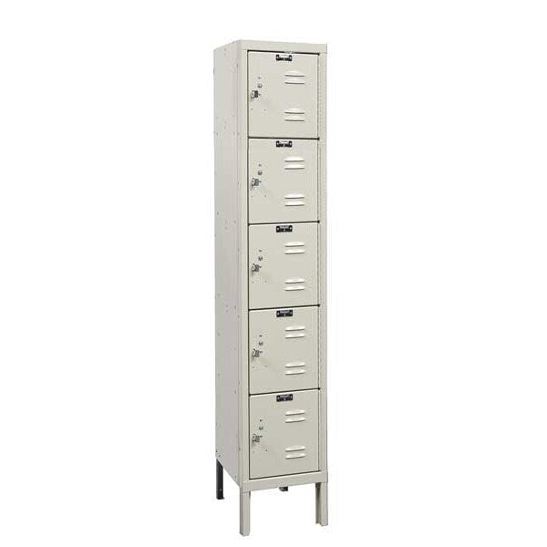 Box Locker, 12 in W, 18 in D, 66 in H, (1) Wide, (5) Openings, Tan