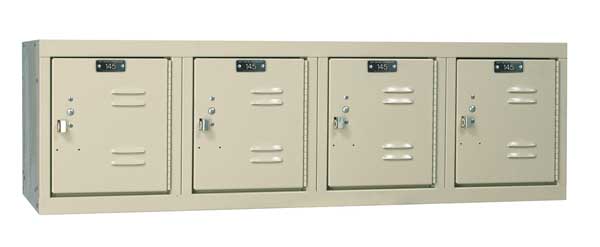Wall Mount Box Locker, 48 in W, 18 in D, 14 3/4 in H, (1) Tier, (4) Wide, Tan