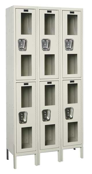 Wardrobe Locker, 36 in W, 18 in D, 78 in H, (2) Tier, (3) Wide, Tan