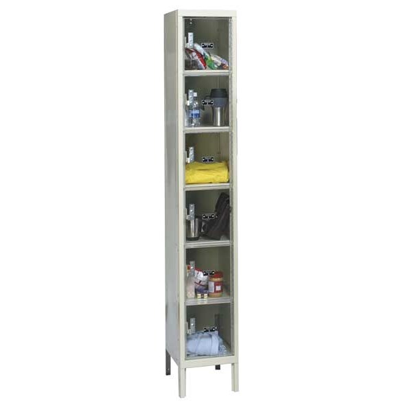 Box Locker, 12 in W, 12 in D, 78 in H, (1) Wide, (6) Openings, Tan
