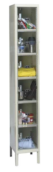 Box Locker, 12 in W, 18 in D, 78 in H, (1) Wide, (6) Openings, Tan