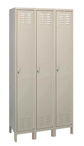 Wardrobe Locker, 36 in W, 15 in D, 78 in H, (1) Tier, (3) Wide, Tan