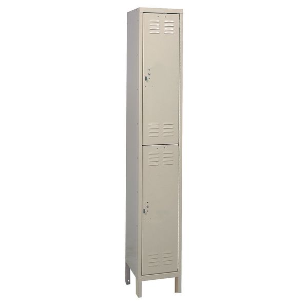 Wardrobe Locker, 12 in W, 15 in D, 78 in H, (1) Wide, (2) Openings, Tan