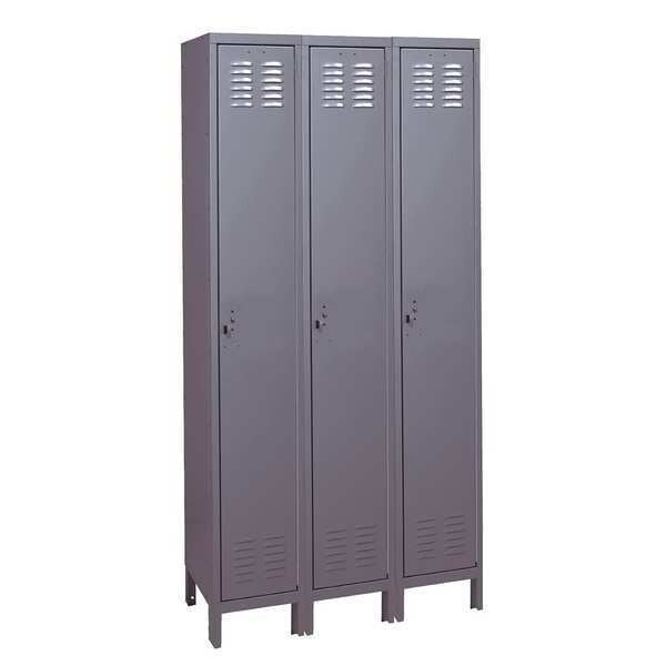 Wardrobe Locker, 36 in W, 12 in D, 78 in H, (1) Tier, (3) Wide, Dark Gray