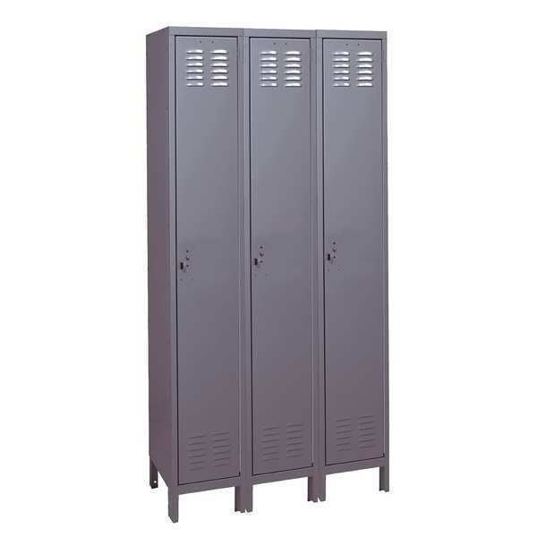 Wardrobe Locker, 36 in W, 18 in D, 78 in H, (1) Tier, (3) Wide, Dark Gray