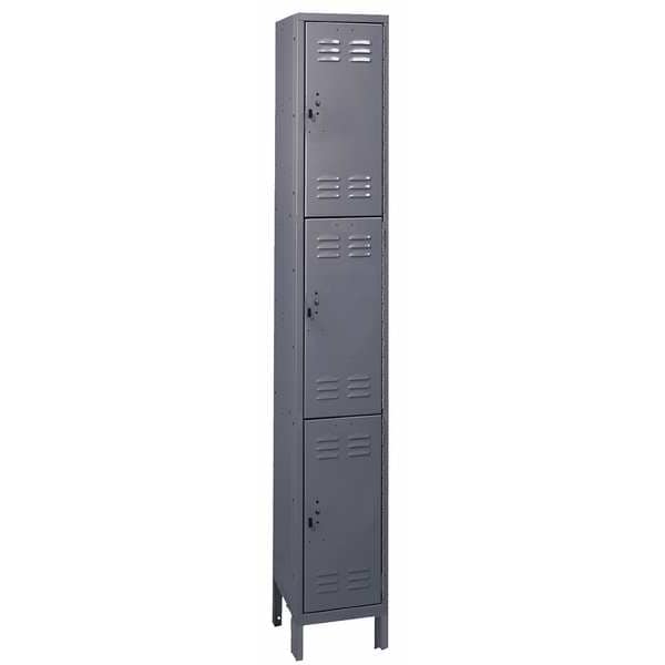 Wardrobe Locker, 12 in W, 12 in D, 78 in H, (1) Wide, (3) Openings, Dark Gray