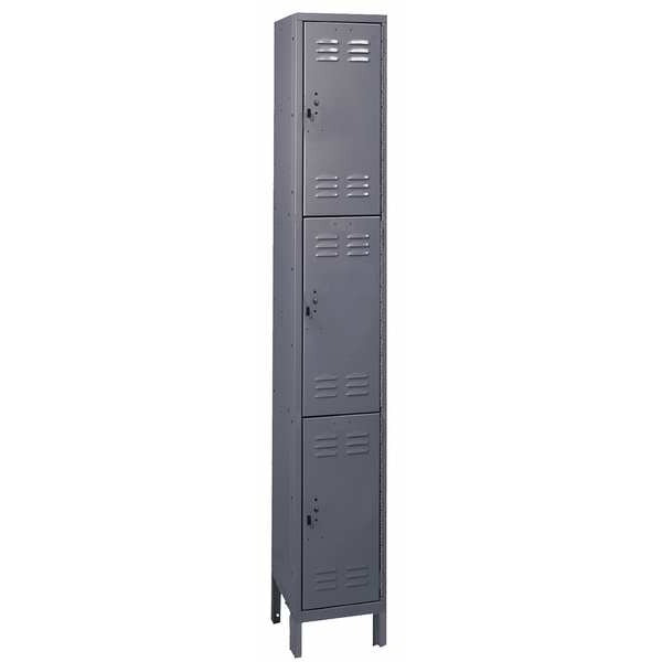 Wardrobe Locker, 12 in W, 18 in D, 78 in H, (1) Wide, (3) Openings, Dark Gray