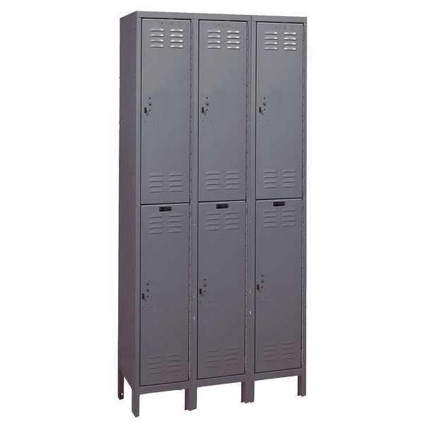Wardrobe Locker, 36 in W, 18 in D, 78 in H, (2) Tier, (3) Wide, Dark Gray