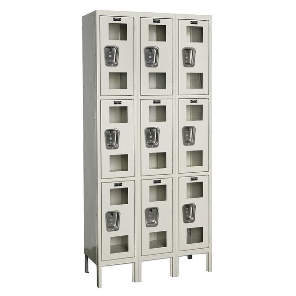 Wardrobe Locker, 36 in W, 12 in D, 78 in H, (3) Tier, (3) Wide, Tan