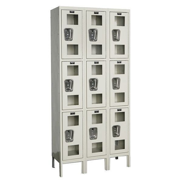Wardrobe Locker, 36 in W, 15 in D, 78 in H, (3) Tier, (3) Wide, Tan