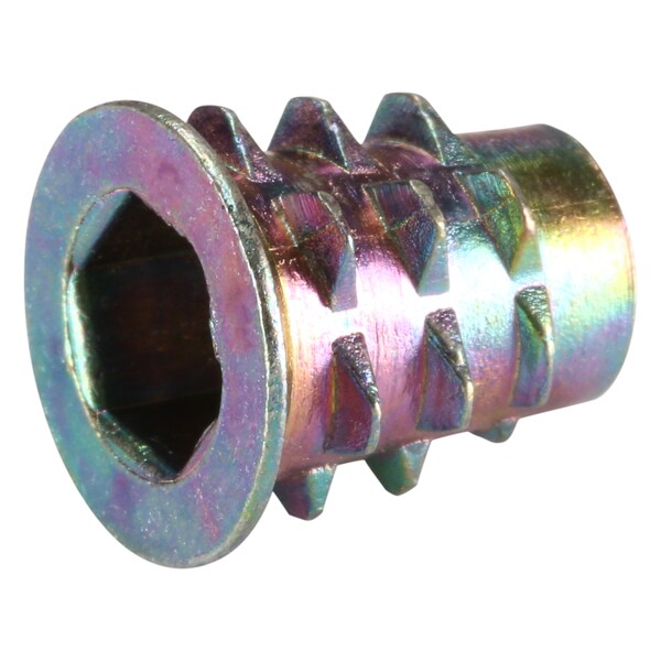 Hex Drive Threaded Insert, M6-1.00 Int Thrd Sz, 33/64 in L, 11.9 mm Dia., Zinc Alloy, Plain