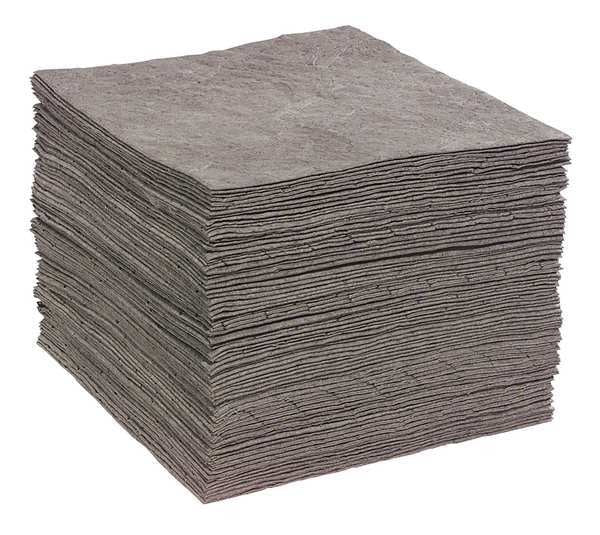 Sorbents, 29 gal/pk, 0.291 gal/pad, Universal Absorbed, Gray, Polypropylene, 100 PK