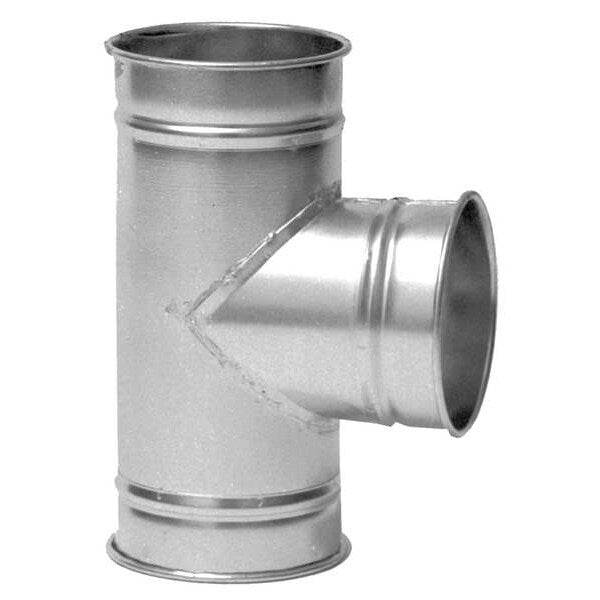Round Tee, 4 in Duct Dia, Galvanized Steel, 22 GA, 12